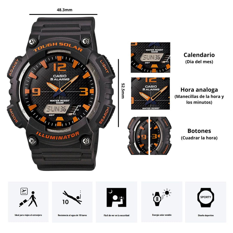 Reloj Casio Modelo AQ-S810W-8A Diseño Deportivo