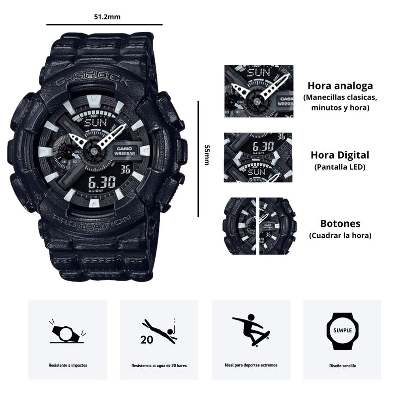 Reloj G-SHOCK Modelo GA-110BT-1A Diseño Deportivo