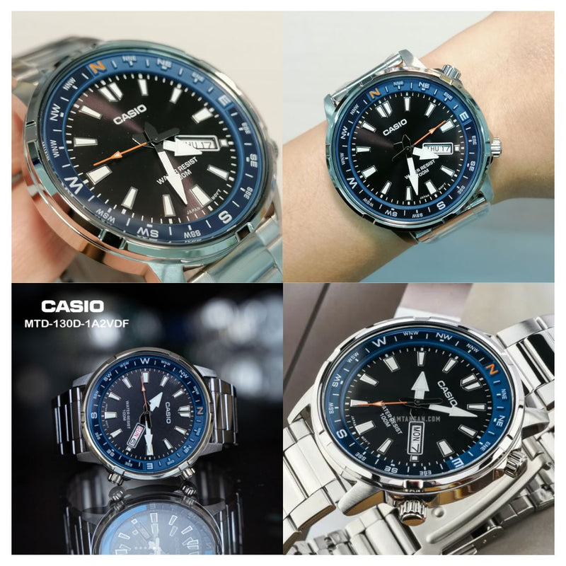 Reloj Casio MTD-130D-1A2 Para Caballero Elegante