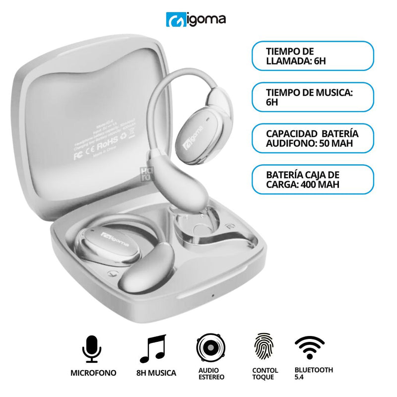 Audifonos IGOMA Conduccion Osea OpenEar Fit IG-6 - Blancos