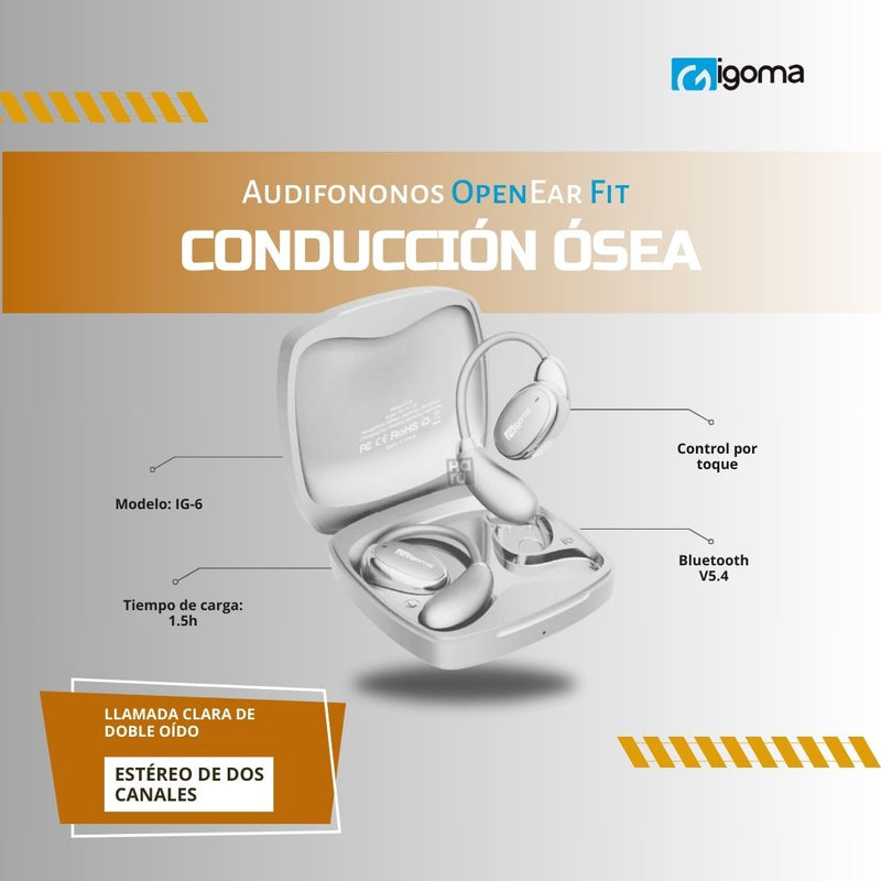 Audifonos IGOMA Conduccion Osea OpenEar Fit IG-6 - Blancos