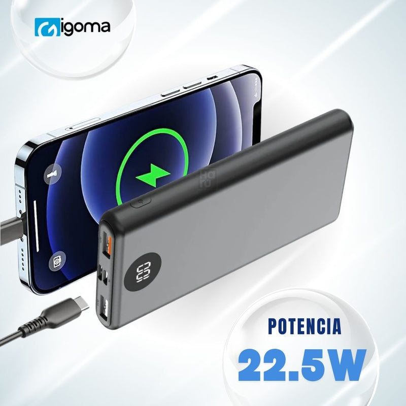 Bateria Portatil IGOMA De 10000mAh Turbo Carga - Negra