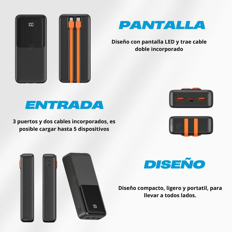 Bateria Portatil IGOMA 3 Puertos De 10000mAh - Negra