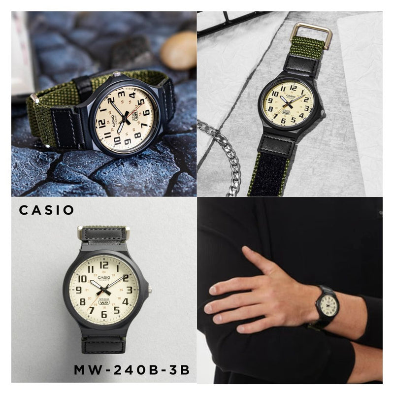 Reloj Casio Caballero Modelo MW-240B-3B Diseño Deportivo