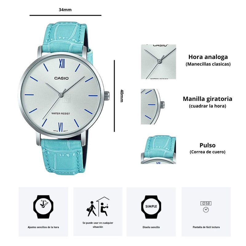 Reloj Casio Referencia LTP-VT01L-7B3  Para Dama Original y Elegante