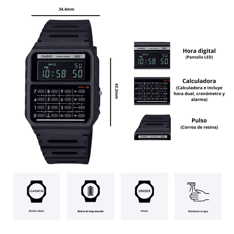 Reloj Casio Referencia CA-53WB-1B Diseño Deportivo