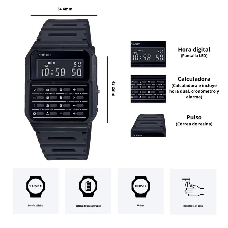 Reloj Casio Referencia CA-53WF-1B Deportivo Diseño Casual