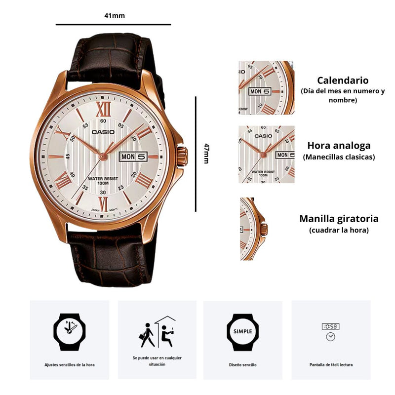 Reloj Casio Referencia MTP-1384L-7A Diseño Elegante