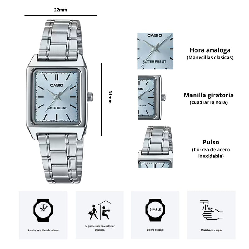 Reloj Casio Modelo LTP-V007D-2E Diseño clásico