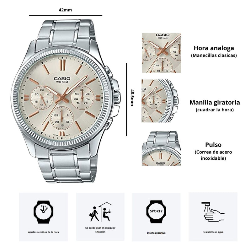 Reloj Casio Modelo MTP-1375D-7A2 Diseño Elegante