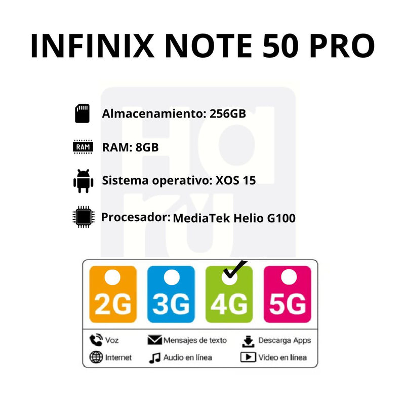 Celular INFINIX Note 50 Pro 256GB/12GB RAM - Negro