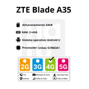Celular ZTE BLADE A35 64GB/2+4GB - Negro
