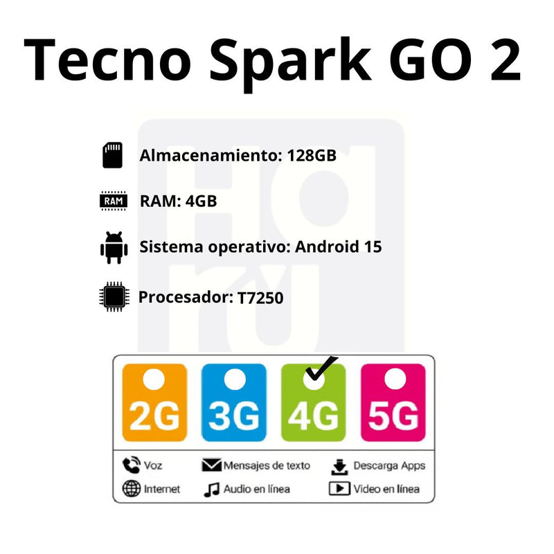 Celular Tecno Spark GO 2 128GB/4GB - Negro