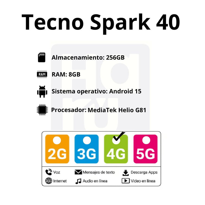Celular Tecno Spark 40 256GB/8GB - Negro