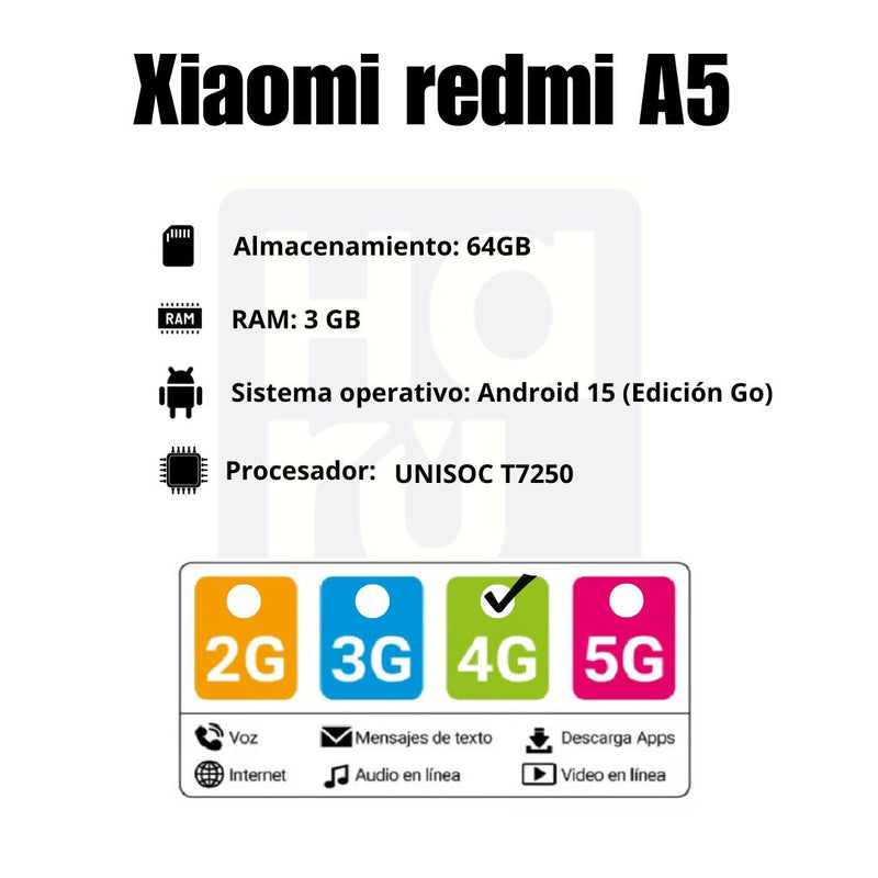 Celular Xiaomi Redmi A5 64GB/3GB RAM - Dorado