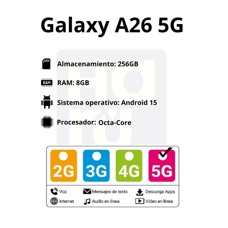 Samsung Galaxy A26 5G De 256GB/8GB RAM - Blanco