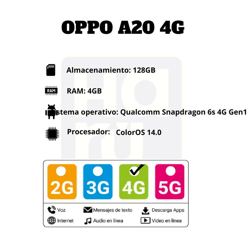 Celular Oppo A20 128GB/4GB RAM Cafe