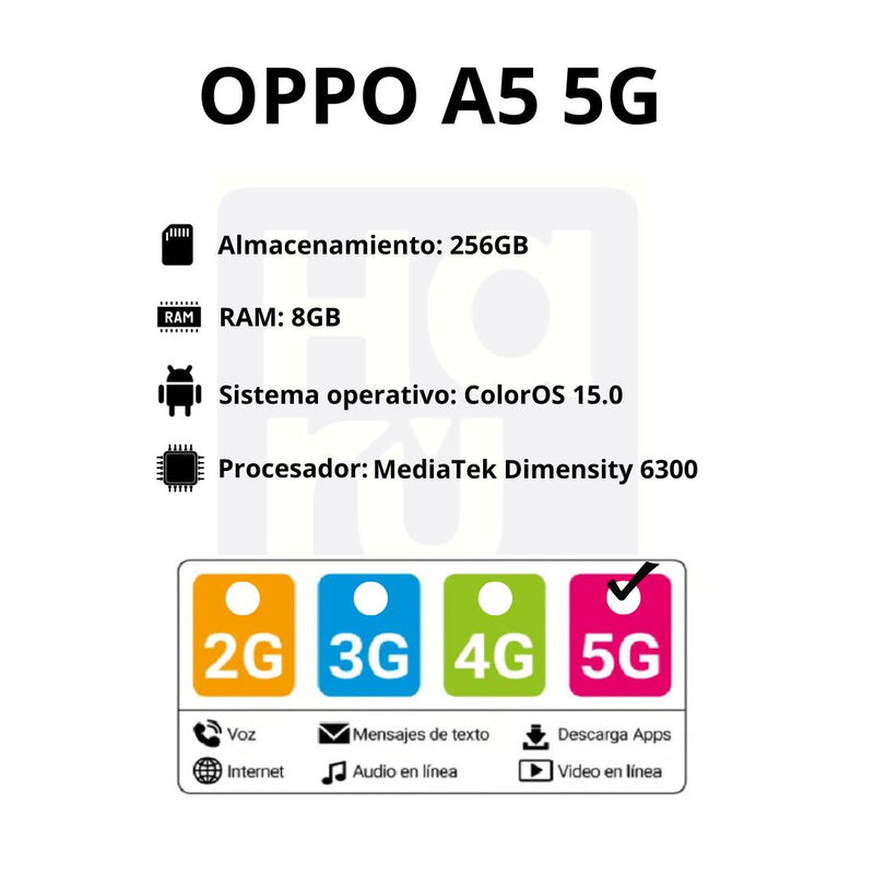 Celular OPPO A5 5G 256GB/8GB - Verde