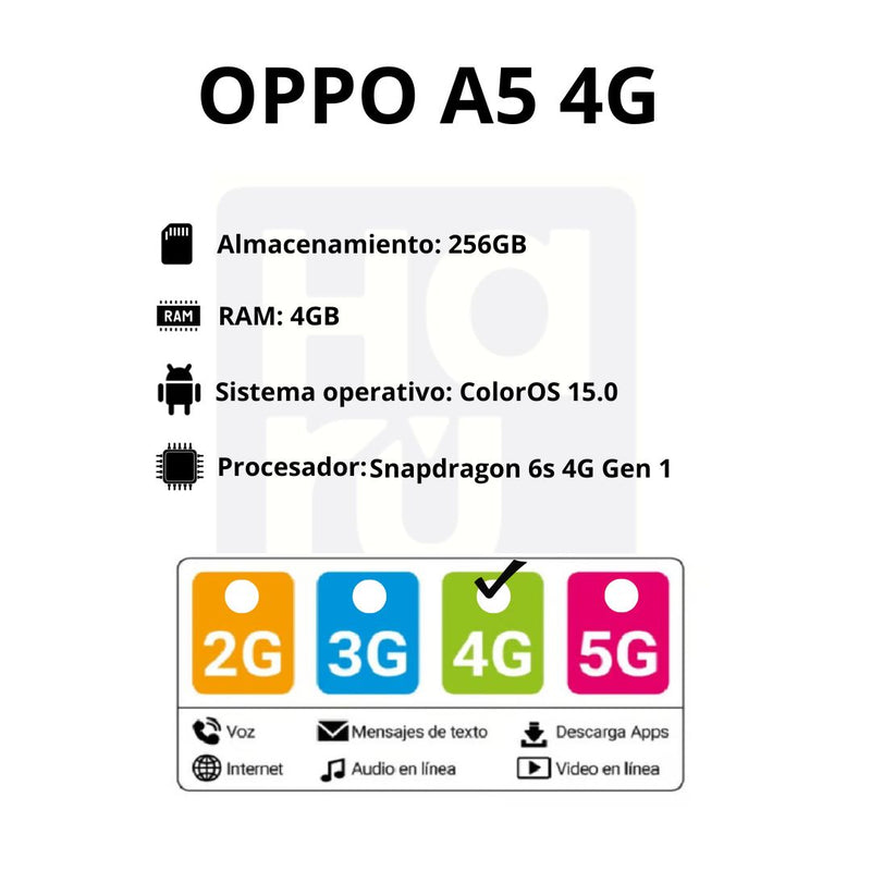 Celular OPPO A5 4G 256GB/4GB - Blanco
