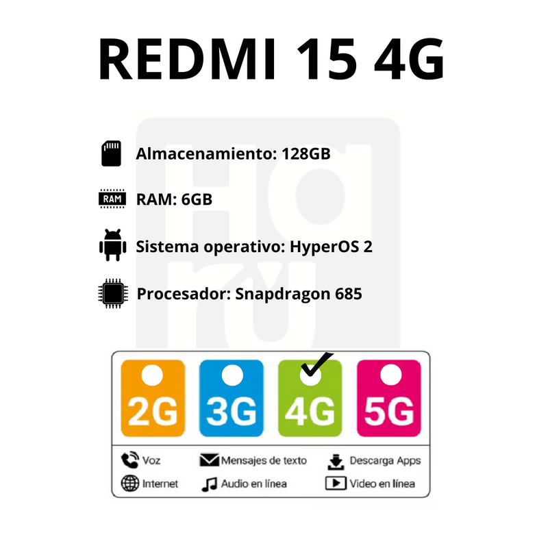 Celular Xiaomi Redmi 15 4G 128GB/6GB RAM - Dorado
