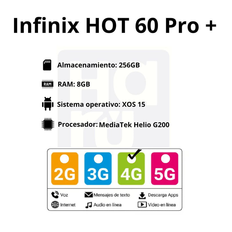Celular INFINIX HOT 60 Pro Plus 256GB/8GB RAM - Plateado