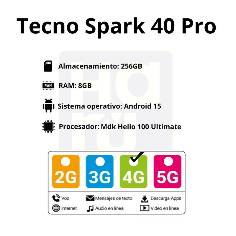 Celular Tecno Spark 40 Pro 256GB/8GB - Verde