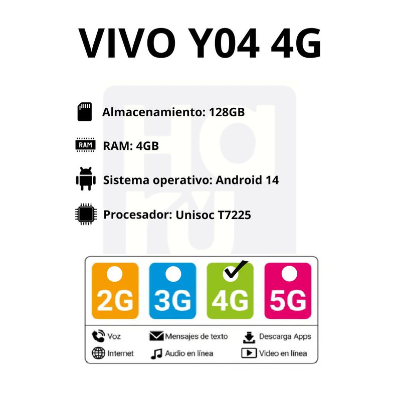 Celular VIVO Y04 4G 128GB/4GB - Negro Jade