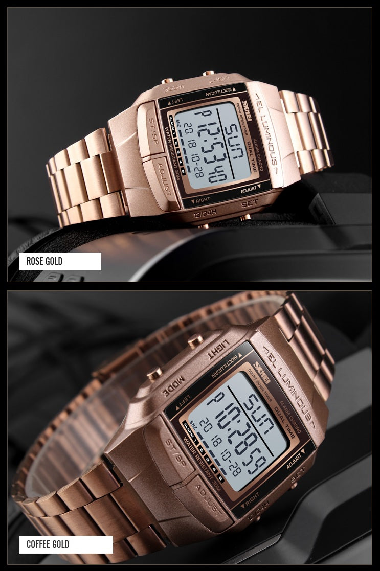 Reloj SKMEI Para Dama Modelo 1381 Diseño clásico Digital-Coffe Gold