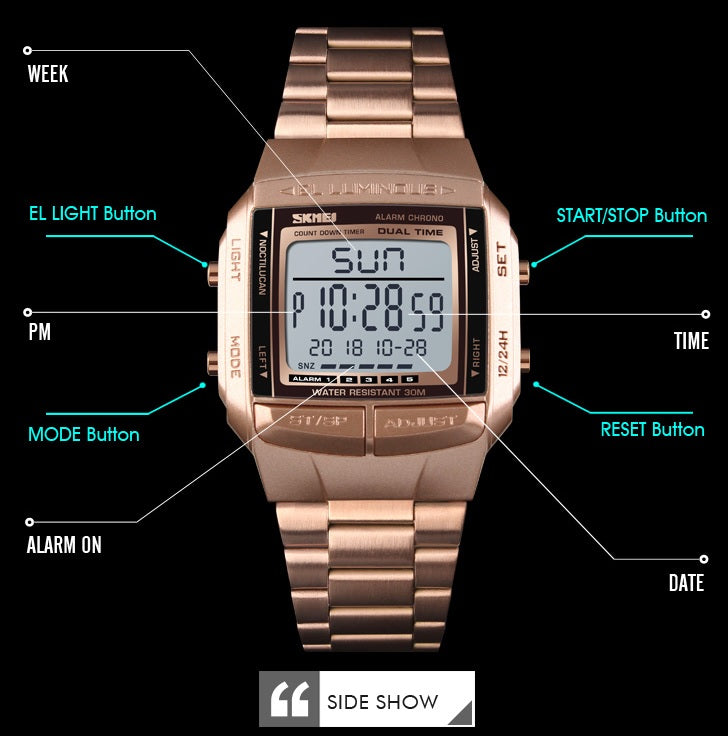 Reloj SKMEI Para Dama Modelo 1381 Diseño clásico Digital-Coffe Gold