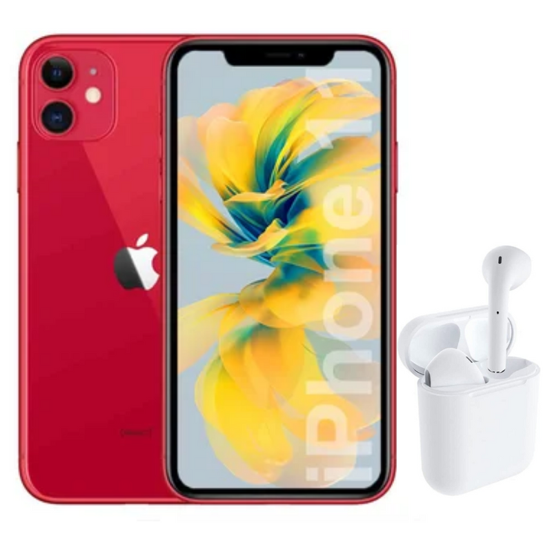 Celular Reacondicionado iPhone 11 128GB Rojo + Audifinos TWS Blancos