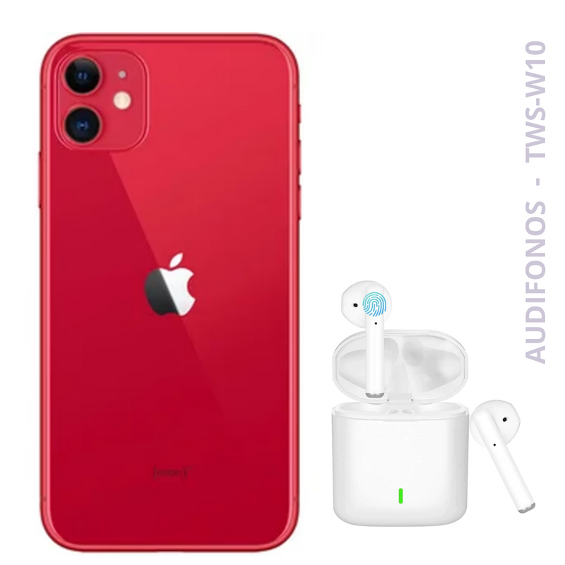 Celular Reacondicionado iPhone 11 128GB Rojo + Audifinos TWS Blancos