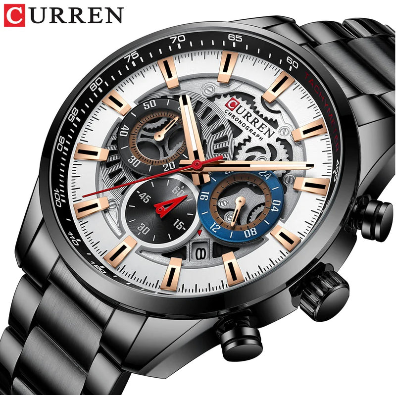 Reloj CURREN 8391 Cronógrafo Para Hombre Pulsera Acero inoxidable - Negro