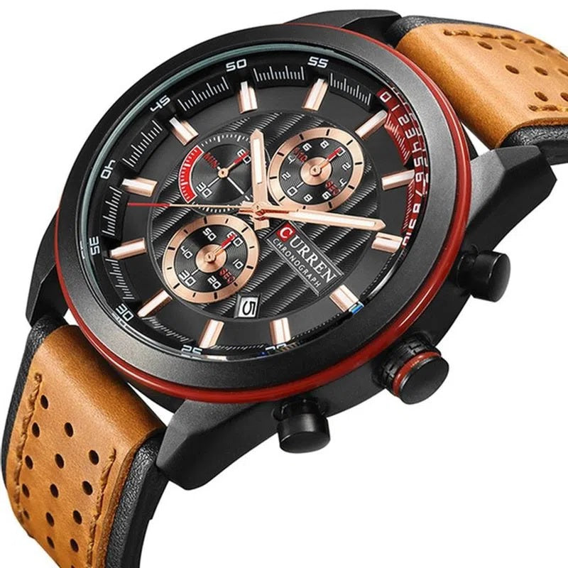Reloj CURREN 8292 Cronógrafo Para Hombre Pulso De Cuero
