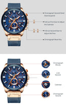 Reloj CURREN 8346 Plateado Cronógrafo Deportivo Para Hombre Pulsera De Cuero