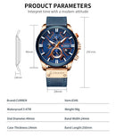 Reloj CURREN 8346 Plateado Cronógrafo Deportivo Para Hombre Pulsera De Cuero