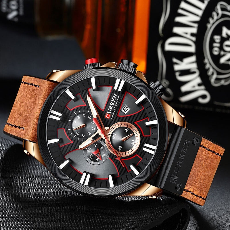 Reloj CURREN 8346 Cronógrafo Para Hombre Pulso De Cuero