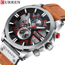 Reloj CURREN 8346 Plateado Cronógrafo Deportivo Para Hombre Pulsera De Cuero