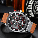 Reloj CURREN 8346 Plateado Cronógrafo Deportivo Para Hombre Pulsera De Cuero