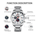 Reloj CURREN 8352  Cronógrafo Para Hombre - Plateado